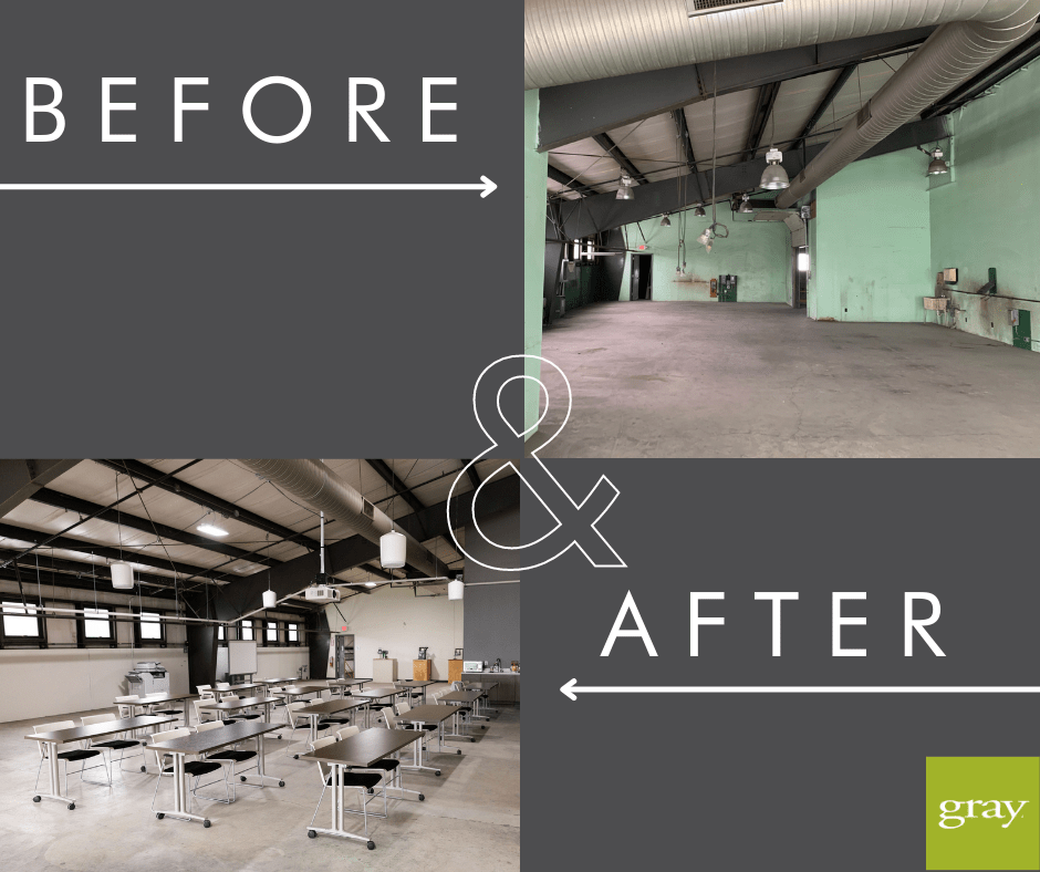 warehouse renovation before and after
