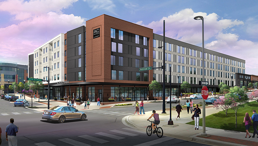 AC Hotel + Residence Inn Exterior Rendering