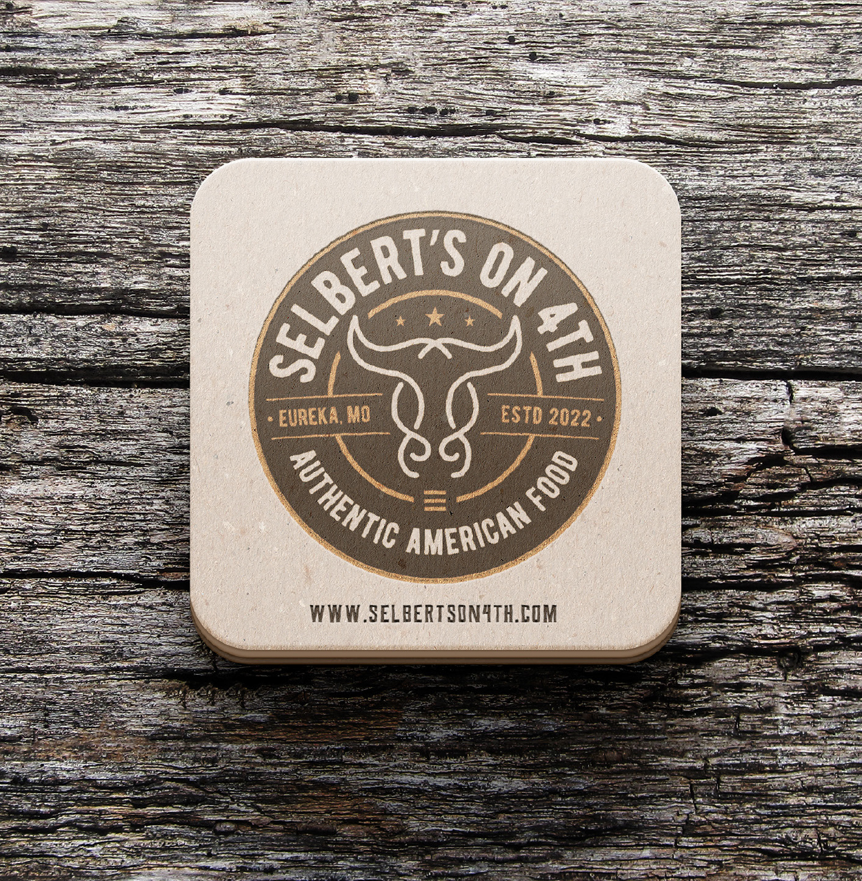 Selberts_4_Beer Mat selberts on 4th logo and brand