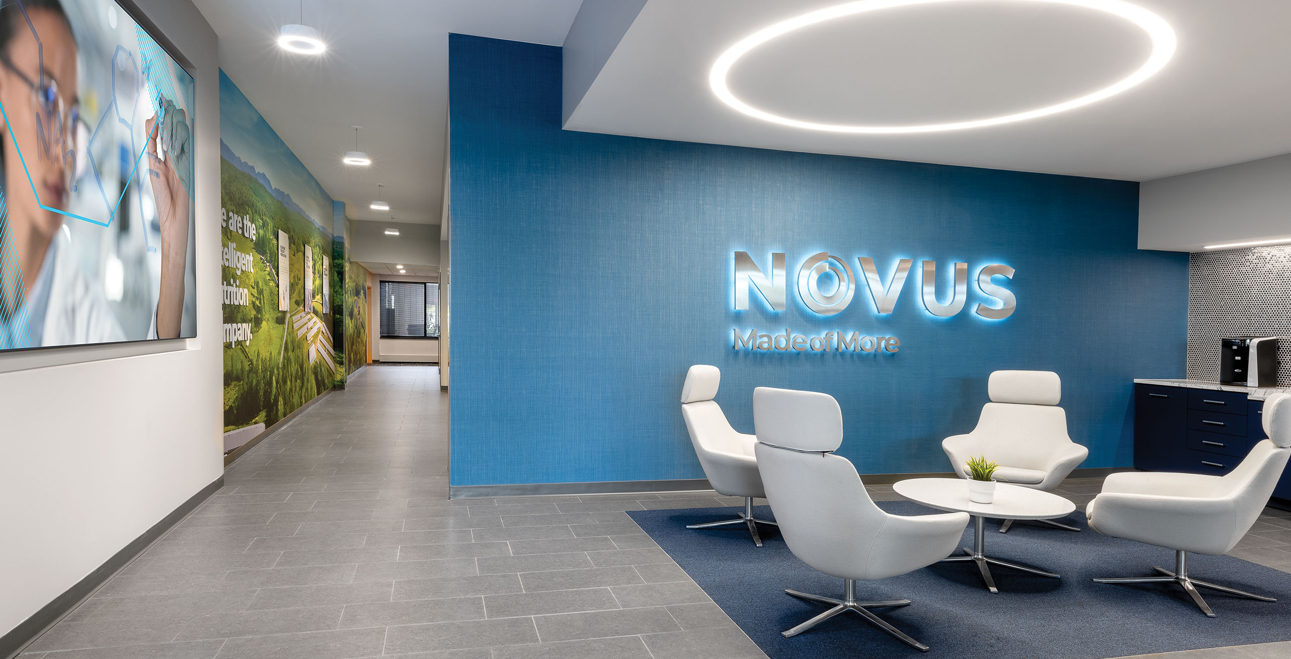 1_header-novus-international-lobby novus international workplace interior design architecture