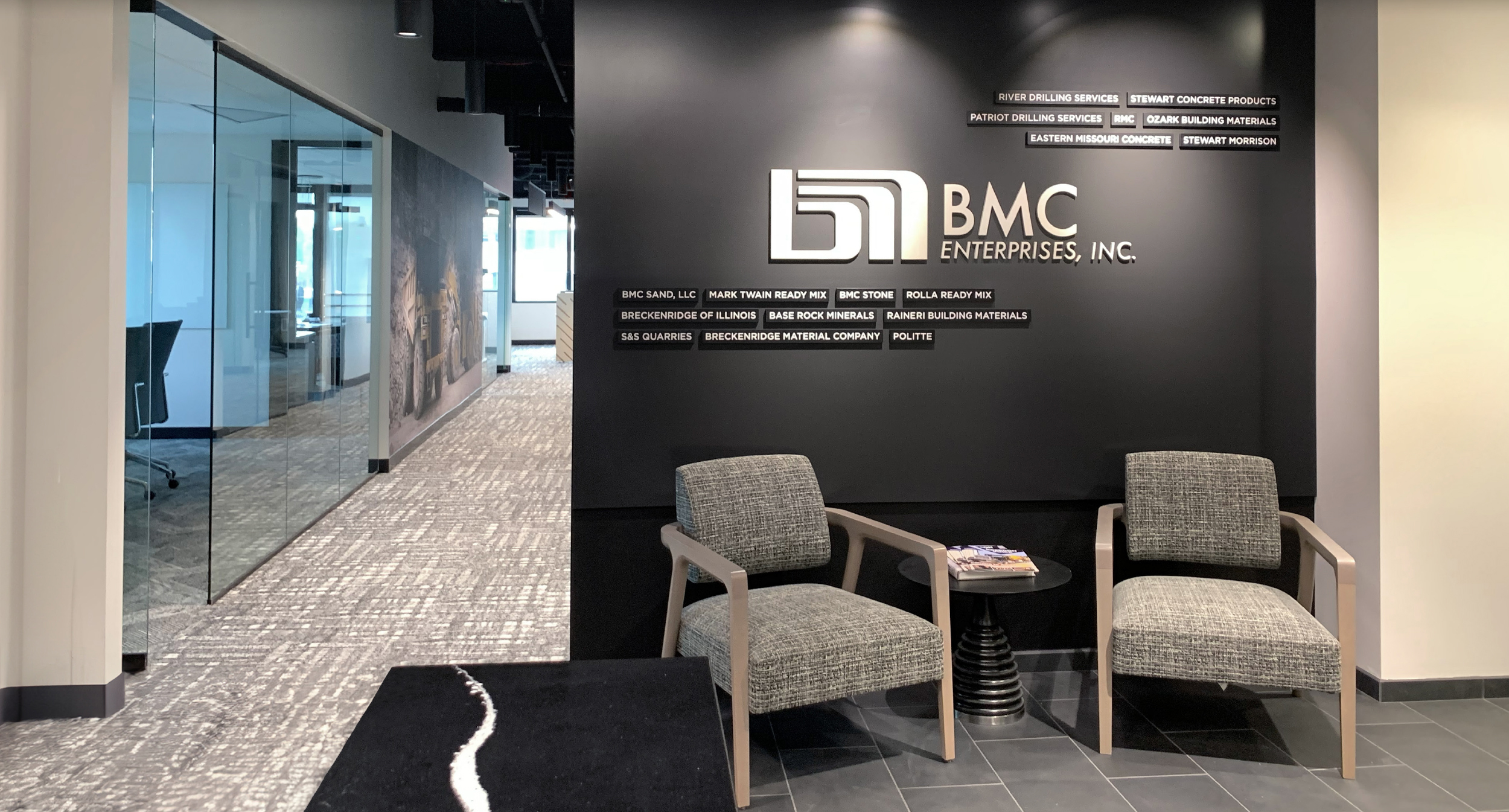 BMC-Lobby BMC interior architecture interior design experiential design signage