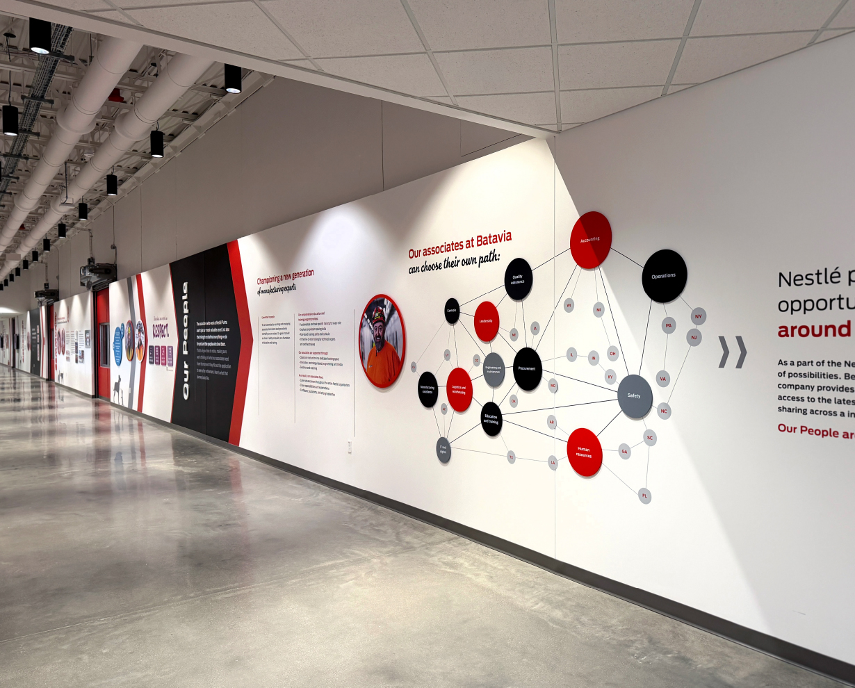 nestle purina environmental graphics interior design manufacturing facility