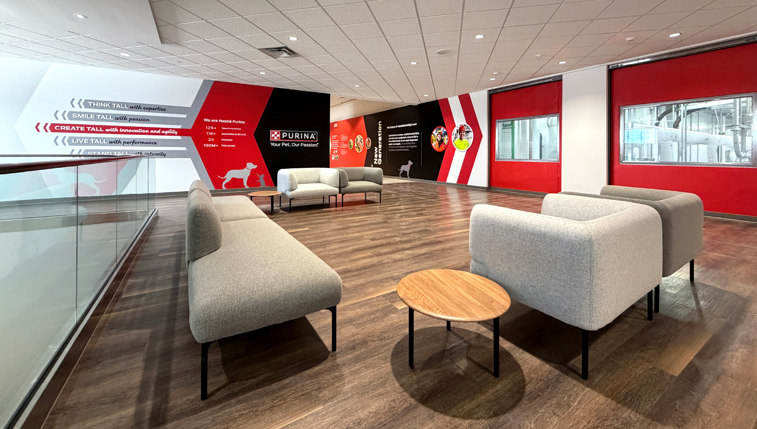 nestle purina environmental graphics interior design manufacturing facility