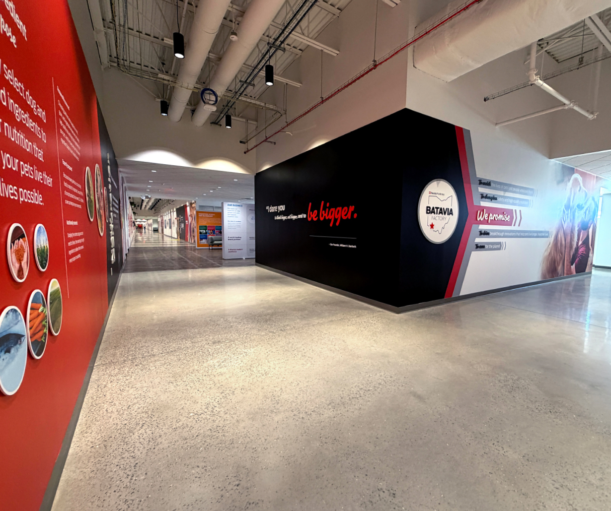 nestle purina environmental graphics interior design manufacturing facility